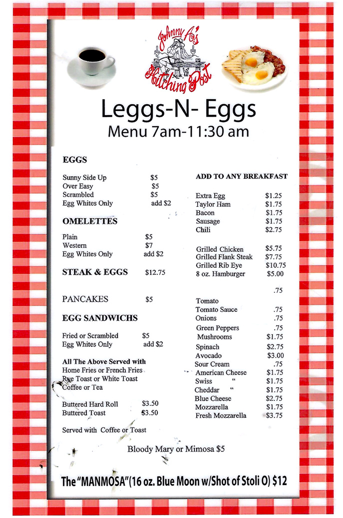 Menu « Johnny A's Hitching Post