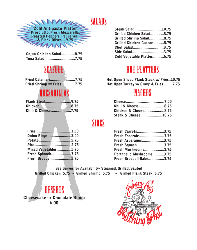 Menu « Johnny A's Hitching Post